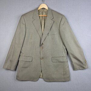 Club Room Blazer Men 42R Beige/Black Tan Houndstooth Silk Cashmere Blend Reg Fit